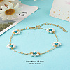 Shell Pearl & Acrylic Beads Flower Link Bracelets X1-BJEW-TA00003-02-2