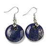 Rack Plating Brass Flat Round Dangle Earrings for Women EJEW-B064-01P-08-1