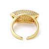 Brass with Cubic Zirconia Open Cuff Rings for Women RJEW-A035-22G-3