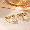 Brass Micro Pave Cubic Zirconia Finger Rings for Women RJEW-K261-11G-1
