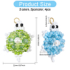 4Pcs 2 Colors Glass Pendants PALLOY-CA00017-2