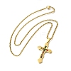 304 Stainless Steel Colorful Cubic Zirconia Cross Pendant Box Chain Necklaces NJEW-Q002-02G-2