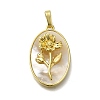 Brass Pave Shell Birth Flower Pendants FIND-I040-04D-1