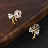 Bowkont Brass Micro Pave Clear Cubic Zirconia Stud Earrings EJEW-B131-03G-3
