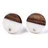 Opaque Resin & Walnut Wood Stud Earring Findings X-MAK-N032-008A-B06-2