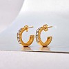 Clear Cubic Zirconia C-shape Stud Earrings JE939A-2