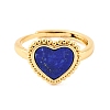 Heart Natural Lapis Lazuli Adjustable Rings RJEW-Q817-05G-02-2