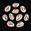 Printed Natural Cowrie Shell Beads SSHEL-N032-31-1