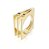 Cubic Zirconia Square Triple Layer Open Cuff Ring RJEW-N037-035B-3