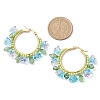 Glass Flower Hoop Earrings EJEW-TA00589-4