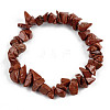 Unisex Chip Natural Red Jasper Beaded Stretch Bracelets BJEW-S143-17-2