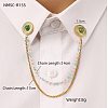 304 Stainless Steel & Dyed Stone Round Hanging Chain Brooch JEWB-S021-01G-02-1