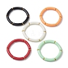 5Pcs 5 Colors Acrylic Curved Tube & Brass Disc Beaded Stretch Bracelet Sets BJEW-JB10826-1