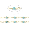 Brass & Natural Apatite Handmade Beaded Chain CHC-D029-15G-04-2