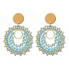 304 Stainless Steel with Glass Seed Beads Stud Earrings EJEW-MZ00761-01-3