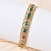 304 Stainless Steel & Glass Double Layers Chain Bracelets for Women BJEW-F540-10G-04-2
