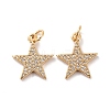 Brass Micro Pave Clear Cubic Zirconia Charms ZIRC-Z018-15G-A-1