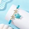 304 Stainless Steel & Synthetic Turquoise Charm Bracelets BJEW-JB14065-01-2
