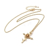 304 Stainless Steel Cross with Flower Pendant Necklaces for Women NJEW-A020-03K-G-2