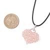 Electroplated Glass Beaded Heart Pendant Black Waxed Cotton Cord Necklaces for Women NJEW-MZ00120-02-3
