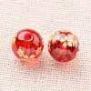 Flower Picture Printed Glass Round Beads GLAA-J089-10mm-A03-2