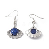 Natural Lapis Lazuli Ginkgo Leaf Dangle Earrings with Crystal Rhinestone EJEW-A092-03P-07-3