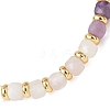 Natural Rose Quartz & Garnet & Rainbow Moonstone & Amethyst Beaded Stretch Bracelets BJEW-JB13485-01-4