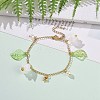 Acrylic Leaf & Flower & Plastic Pearl Charm Bracelet BJEW-JB09077-2