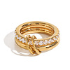 Stainless Steel Micro Pave Clear Cubic Zirconia Stacking Finger Rings FS-WGF4BA8-02-5