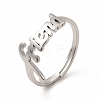 Non-Tarnish 304 Stainless Steel Word Friend Adjustable Ring for Women RJEW-B027-07P-1