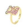 Bear Cubic Zirconia Open Cuff Ring RJEW-F145-01G-4