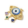 Evil Eye Rack Plating Brass Cubic Zirconia Pendants KK-G504-20G-3