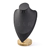 Bust Shaped Microfiber & Wood Jewelry Necklace & Earrings Display Stands NDIS-H042-01C-02-1