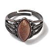 Synthetic Goldstone Horse Eye Adjustable Rings RJEW-K271-05R-10-3