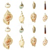 16pcs 8 Styles Electroplated Natural Mixed Shell Big Pendants SSHEL-CJ0001-21-1