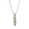 Electroplated Natural Quartz Crystal Prism Pendant Necklaces NJEW-JN05028-01-4