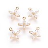 Real 18K Gold Plated Brass Cubic Zirconia Charms X-KK-R037-157G-1