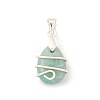 Copper Wire Wrapped Natural Labradorite & Amazonite & Aquamarine & Rose Quartz & Amethyst & Tiger Eye & Strawberry Quartz & Prehnite Pendants PALLOY-JF04064-02-2