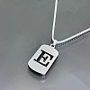 Rectangle with Laser Cut Letter 201 Stainless Steel Initial Pendant Necklaces WGA5E8C-05-1