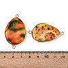 Brass Pave Dyed Natural Agate Connector Charms G-T139-97-3