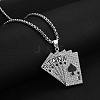 Alloy Full Crystal Rhinestone Playing Cards Pendant Necklaces NJEW-R001-01P-02-1