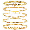 Brass and Stainless Beaded Stretch Bracelet Sets VB9693-2-1