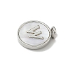 Brass Pave Natural Shell Flat Round with Letter Charms KK-Z115-13P-W-2