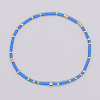 Bohemian Style Rainbow Glass & Brass Beaded Handmade Fashion Women's Bracelet QD2599-15-1