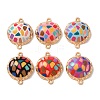 Printed Alloy Enamel Connector Charms AL-CBA2638-01-1