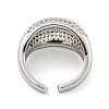 Real Platinum Plated Brass Micro Pave Clear Cubic Zirconia Cuff Rings RJEW-L113-016P-03-3