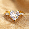 Brass Pave Cubic Zirconia Adjustable Cuff Rings for Women JI1426-1