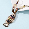Ceramic Fish Pendant Adjustable Waxed Cord Necklaces for Women LS-NJEW-B146-01-4
