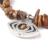 Gemstone Chips Beaded Stretch Bracelet with Alloy Horse Eye for Women BJEW-JB08602-5