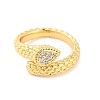 Teardrop Brass Micro Pave Clear Cubic Zirconia Open Cuff Rings RJEW-U009-06G-2